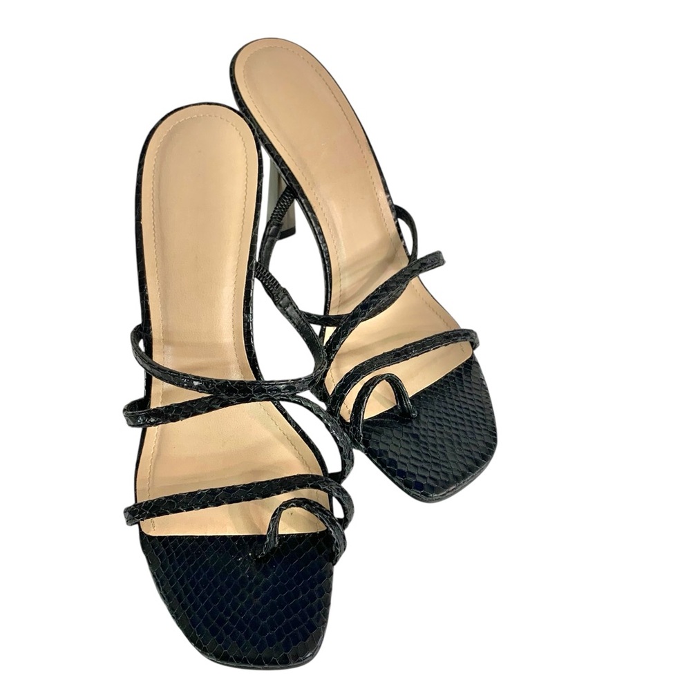 CARVELA Snake Embossed Leather Strappy Sandals w/ Metal Heel Sz 9